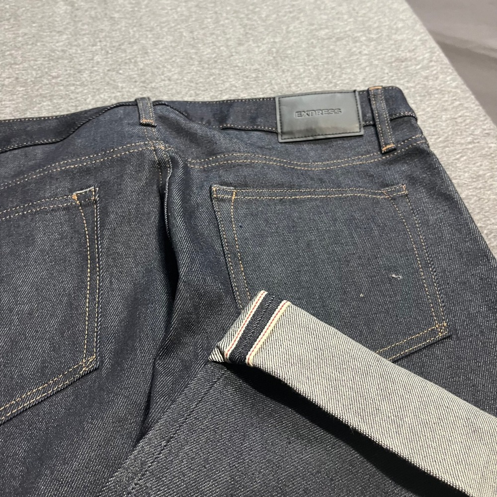 Express Mens Slim Selvedge Stretch Jeans Dark Indigo Wash 33x30 02847842